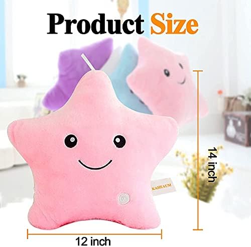 Glowing Star Pillows Decorative Throw Pillows, Cute Plush Doll Pillow Plush Toy for Girls Kids Christmas Birthday Childrens Day Gifts,Pink Stuffed Animals Throw Pillows for Bed,Lumbar,Sofa