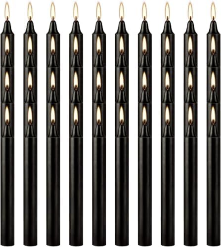 Black Taper Candles, 4 Inch, Unscented, 100% Cotton Wick, 2-Hour Burn Time, for Halloween, Rituals, Meditation, Altar, 40 Pack