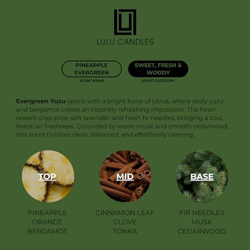 Lulu Candles Pineapple Evergreen Scented Soy Blend Jar Candle, 9 Oz.