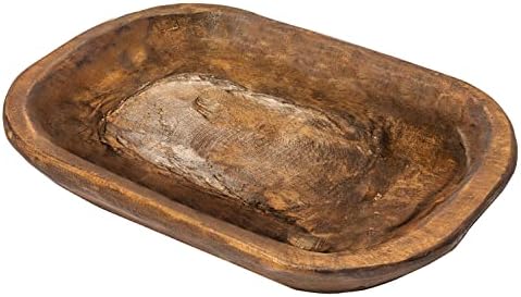 Decorative Wooden Dough Bowl Approx 10x14 Inch, Hand Carved Spanish Oak