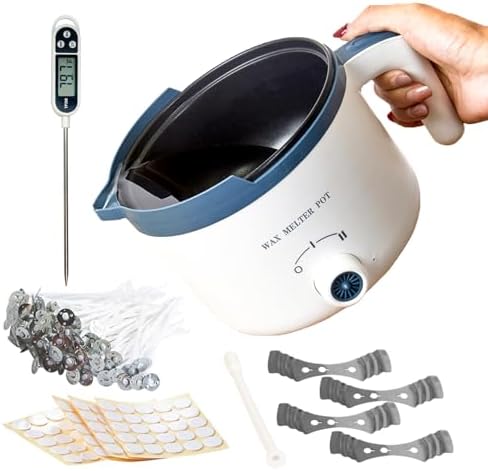 Ksedcon Electric Wax Melting Pot for Candle Making with Thermometer, Wicks