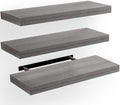 Amada 15.7" Floating Shelves for Wall Decor & Storage, Set of 3, Gray