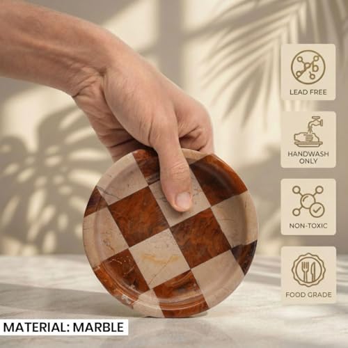 Verona Multi Marble Spoon Rest for Stove Top, Checkered Kitchen Utensil Holder, Coffee Bar Accessory