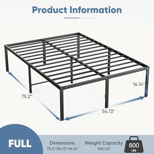 OLIXIS Metal Full Size Bed Frame, Heavy Duty Sturdy 16 Inch