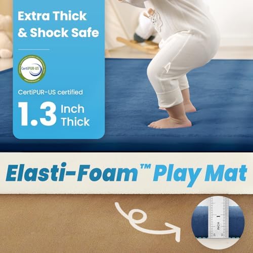 1.3" Thick Baby Play Mat for Floor,79x79 Large Memory Foam Tummy Time Mat