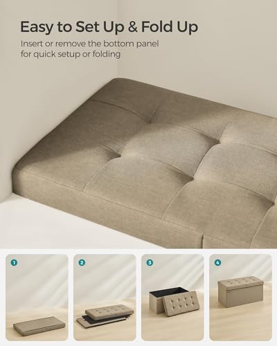 SONGMICS 30 Inches Storage Ottoman, Foldable Bench with Flipping Lid