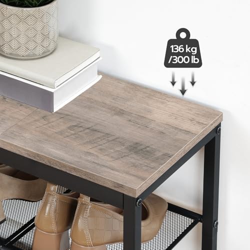 HOOBRO Shoe Bench, 3-Tier Shoe Rack,Industrial Shoe Organizer Storage Bench