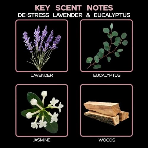 Reed Diffuser Set, DE-Stress Lavender Eucalyptus Scented Oil Diffuser with Sticks, Home Fragrance Accessories for Bathroom Shelf Decor, Aroma Diffusers for Home or Office Desk, USA Made
