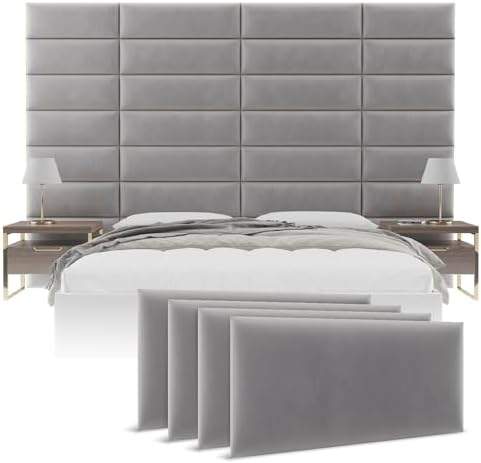 Vänt Wall Mounted Headboard Panels, King/Twin, Velvet Platinum Grey