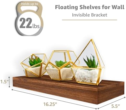 Sorbus 16 Inch Floating Shelves for Wall (2 Pack, Walnut)