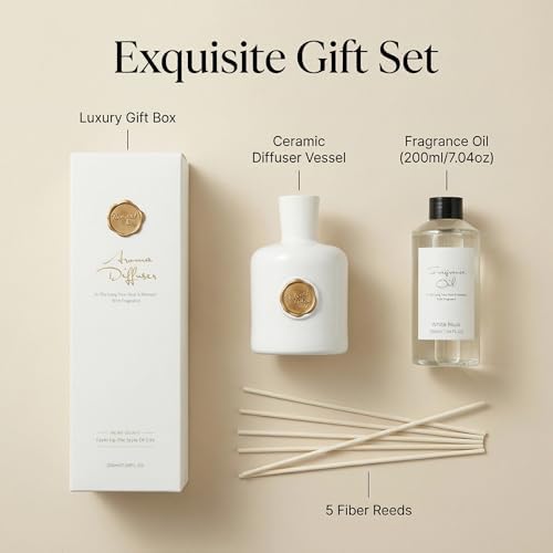 White Musk Reed Diffuser, Long Lasting Essential Oil Home Fragrance