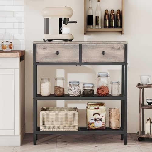 HOOBRO 29.5" Narrow Console Table with 2 Fabric Drawers, Small Sofa Table