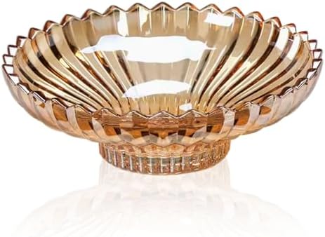 Extra Large Glass Fruit Bowl or Decorative Bowl, Center Bowl，Used for Kitchen Counter or Living Room Central Table Decoration (Amber)