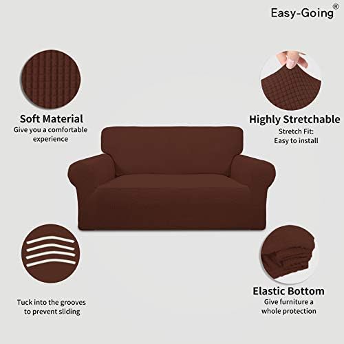 Easy-Going Stretch Loveseat Couch Covers Washable Coffee