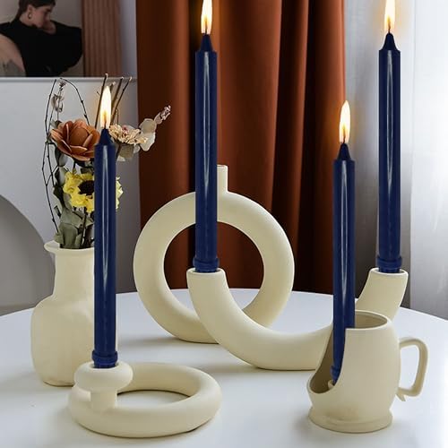 NJAO HOO Indigo Candlesticks 10 Inch Handmade Dripless Taper Candles Unscented Colored Candle Set, Pack of 4 - Up to 9-11 Hours Burn