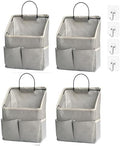 4pcs Wall Hanging Storage Bag,Wall Hanging Organizer bags with Pockets, Wall Organizer Storage for Dormitory Bathroom Bedroom (Grey-upgraded)
