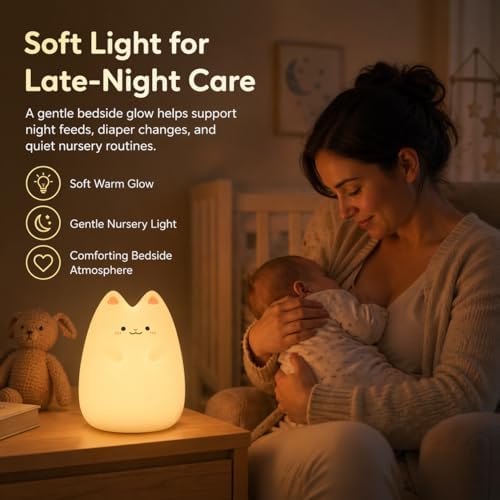 ShaArkMango Cat Night Light for Kids, Baby Nursery Night Lamp with Remote
