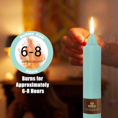 NJAO HOO Mint Green Short Taper Candle 7 Inch Candlesticks Unscented Dripless Tapered Candle Set for Spring Home Decor Wedding Party Dinner Candles, 4 Pack