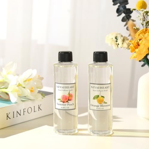 Reed Diffuser Refill, Gardenia Reed Diffuser Oil with Sticks Set, 6.8oz(200ml) Reed Diffuser Oil Refill Home Fragrance for Bedroom, Bathroom Home Decor