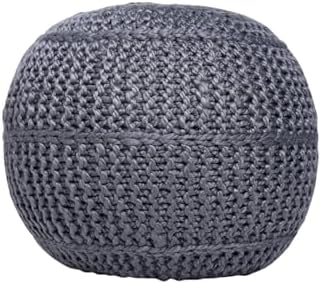 BIRDROCK HOME Round Pouf Ottoman Foot Rest, 18.5”x15”, Zinc Gray