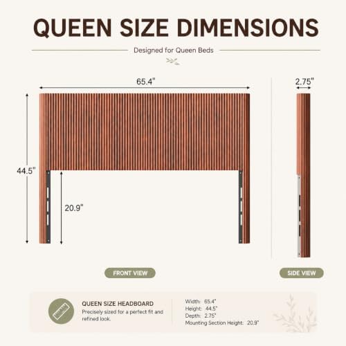 Walnut Boho Arched Corrugated Queen Size Fluted Headboard Only