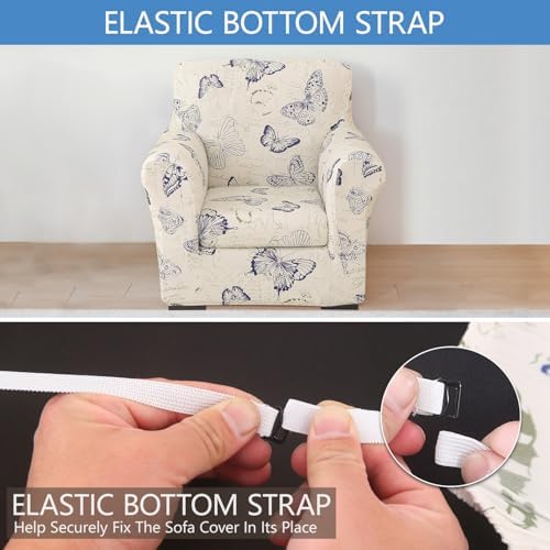Stretch Printed Sofa Cover Couch Covers, 2-Piece Armchair Cover with Separate Cushion Cover, Washable Soft Spandex Furniture Protector for Living Room(Armchair, Butterfly)