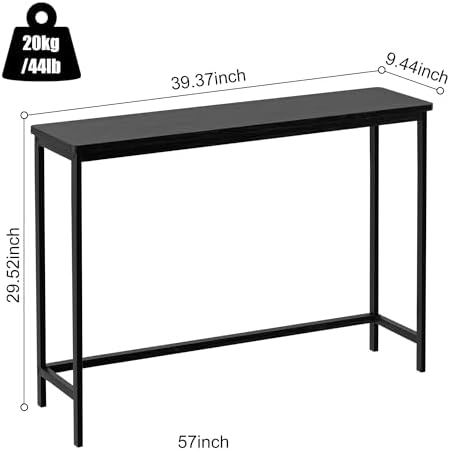 VASMIA Console Table, Entryway Table, Narrow Sofa Table, 39" Bamboo Hallway Table for Entryway, Living Room, Bedroom, Foyer, Black