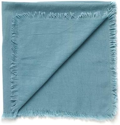 ACCENTHOME Blue Cotton Linen Napkin Set of 12 18x18 inch Dinner Napkins