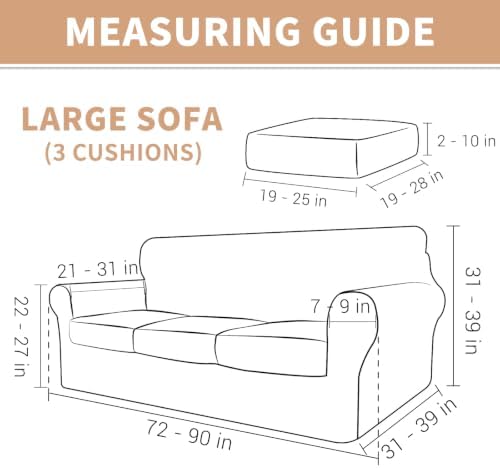 ZNSAYOTX 4 Piece Stretch Couch Covers (72"-90") New-Rectangle Texture, Thick Sofa Covers for 3 Cushion Couch Universal Sofa Slip Cover with Elastic Bottom & Buckle, Washable Protector Navy Blue