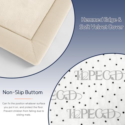 Baby Play Mat for Floor Nursery Rug Muscle Mat Area Rug Playroom Rug 59"x59" Playpen Mat Elastic Foam 1.3" Thick Crawling Mat for Babies,Toddlers, Infants, Kids,A Beige