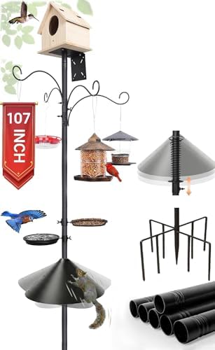107" Squirrel Proof Bird Feeder Pole with 9 Prongs Base, No Birdhouse