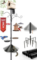 107" Squirrel Proof Bird Feeder Pole with 9 Prongs Base, No Birdhouse