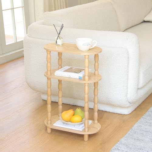 MaxSmeo Narrow End Table, Small Narrow 3-Tier Side Table for Small Spaces