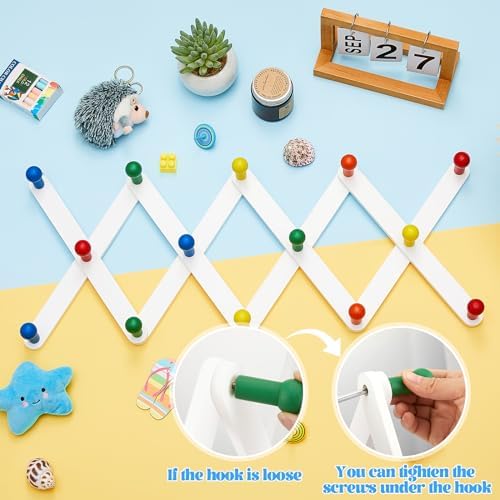 Suzile Kids Coat Rack Wall Mount Expandable Accordion, Bright Color