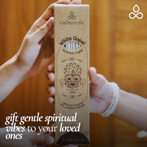 CALMVEDA White Copal Incense Sticks - 24 Pack, Natural Resin, Charcoal Free