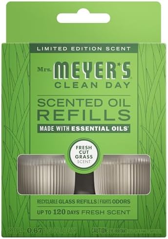 MRS. MEYER'S CLEAN DAY Premium Scented Oil, Fresh Cut Grass, 2 Refills