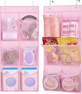 2 Packs Narrow Kids Over the Door/Wall Shoe Organizer Small Baby Hanging Shoe Rack for Closet with Clear Mesh Pocket Shoe Storage for Toddler Girl Bedroom, Bathroom, RV, Pantry, Camping (Pink)