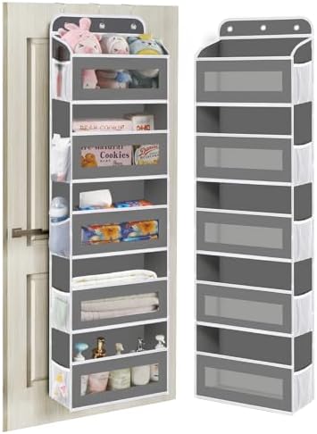 KYEVIS Over The Door Organizer, 5 Shelves Closet Door Hanging Organizer with 10 Mesh Pockets, Nursery Closet Organizer, Baby Essentials, Dorm Room Essentials for Girls