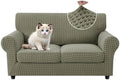 MAXIJIN 3 Pieces Stretch Sofa Covers for 2 Cushion Couch Loveseat Cover for Dogs Washable Love Seat Sofa Slipcovers Thick Soft Furniture Protector with Non Slip Strap (Army Green 55"-69")