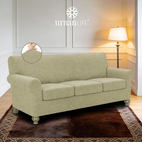 URBANLIFE 4-Piece Stretch Sofa Covers for 3 Cushion Couch, Coffee