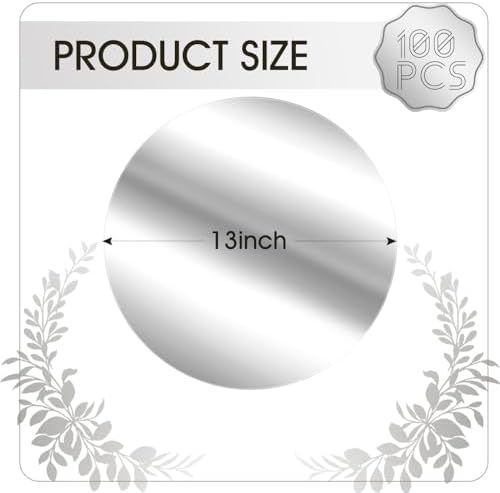 KesaPlan 100PCS 13in Round Silver Placemats, Disposable Paper Charger Plate