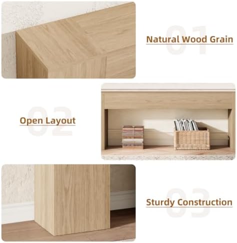 Epecoya 94.5-Inch Entry Way Table for Living Room, Light Oak Brown