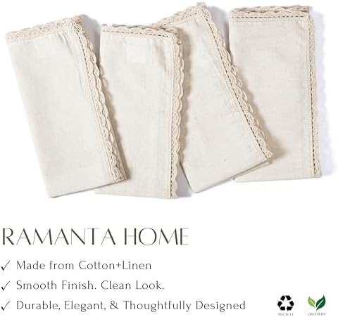 Ramanta Home Natural Coth Napkins Set of 12 20X20 Inches
