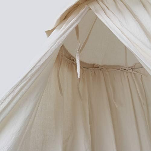 Kids Bed Canopy with Frills Cotton Cover Net for Crib Reading Nook Curtain Hideaway Hanging Round Tent Nursery Bedding Play Room Decor