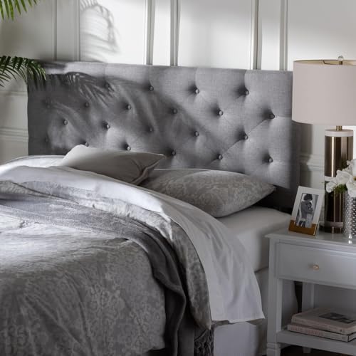 Baxton Studio Viviana Modern & Contemporary Fabric Upholstered Button Tufted Headboard, Queen, Grey