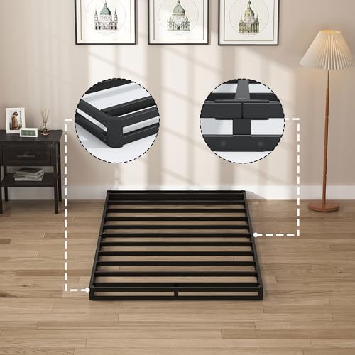 Twin Size Box Springs - 3 Inch Low Profile Mattress Foundation No Noise Heavy Duty Metal Basics Bed Base with Clean Fabric Cover, Easy Assembly