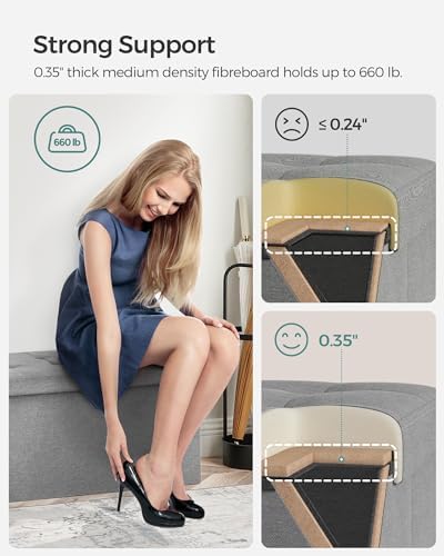 SONGMICS 30 Inches Storage Ottoman, Foldable Bench with Flipping Lid