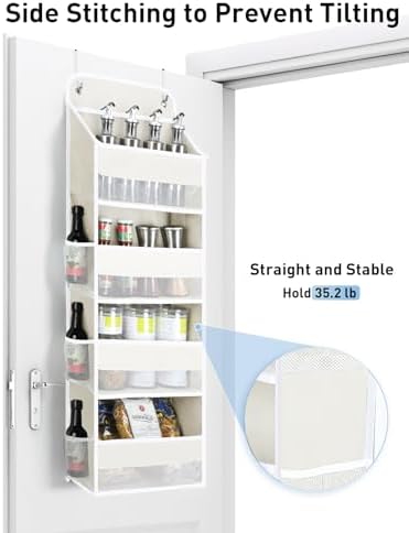 Yecaye Over the Door Organizer, 35.2lbs Load Toy Stuffed Animal Storage, Bathroom Organizers and Storage for Nursery Newborn Baby Essential Stuff Dorm Room Essentials, Cream White 4 Tier