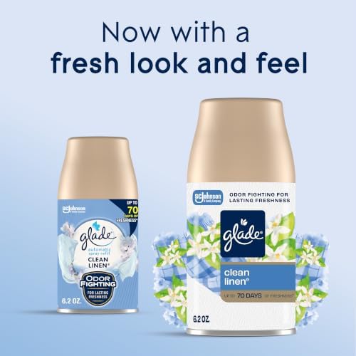 Glade Automatic Spray Refill, Air Freshener for Home and Bathroom, Clean Linen, 6.2 Oz, 2 Count
