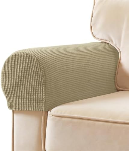SUBRTEX Stretch Couch Arm Covers Set of 2, Non-Slip Sofa Armrest Slipcovers